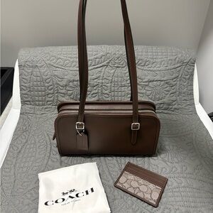 Coach Swing Zip (Maple/Silver) & Coach Slim ID Card Case (Jacquard- Oak/Maple)